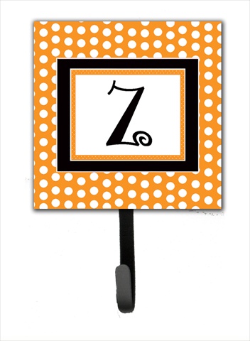 CJ1033-ZSH4 Letter Z Initial Monogram - Orange Polka Dots Leash Holder Or Key Hook