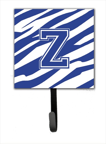 CJ1034-ZSH4 Letter Z Initial Tiger Stripe Blue And White Leash Holder Or Key Hook
