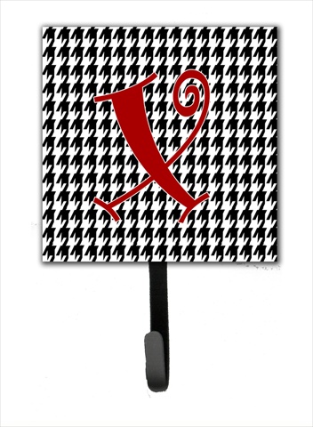 CJ1035-XSH4 Letter X Initial Monogram - Houndstooth Black Leash Holder Or Key Hook