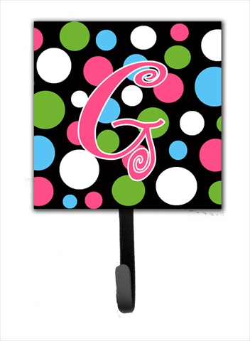 CJ1038-GSH4 Letter G Initial Monogram - Polka Dots And Pink Leash Holder Or Key Hook