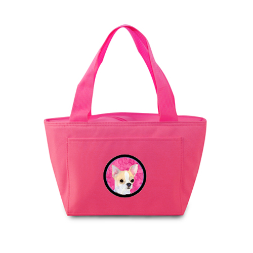 Picture of Carolines Treasures SS4749-PK-8808 Pink Chihuahua Zippered Insulated School Washable And Stylish Lunch Bag Cooler