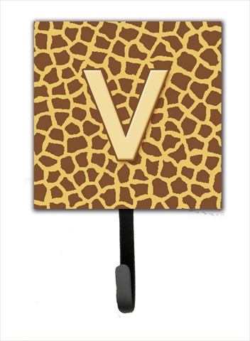 CJ1025-VSH4 Letter V Initial Monogram - Giraffe Leash Holder Or Key Hook