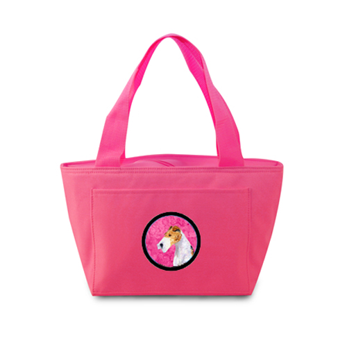 Picture of Carolines Treasures SS4754-PK-8808 Pink Fox Terrier Zippered Insulated School Washable And Stylish Lunch Bag Cooler