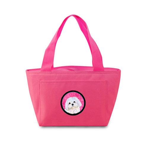 Picture of Carolines Treasures SS4758-PK-8808 Pink Maltese Zippered Insulated School Washable And Stylish Lunch Bag Cooler