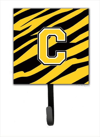 Letter C Initial Monogram - Tiger Stripe - Black Gold Leash Holder Or Key Hook