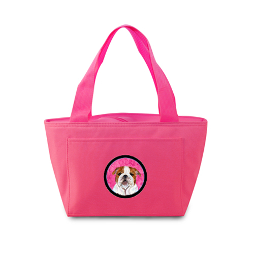 Picture of Carolines Treasures SS4760-PK-8808 Pink Bulldog English Zippered Insulated School Washable And Stylish Lunch Bag Cooler
