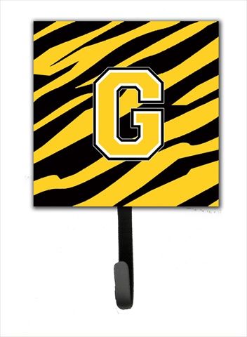 CJ1026-GSH4 Letter G Initial Monogram - Tiger Stripe - Black Gold Leash Holder Or Key Hook