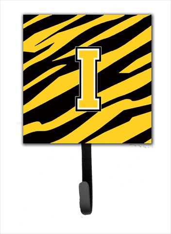 CJ1026-ISH4 Letter I Initial Monogram - Tiger Stripe - Black Gold Leash Holder Or Key Hook