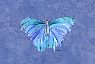 Butterfly On Slate Blue Fabric Placemat