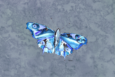 Butterfly On Gray Fabric Placemat