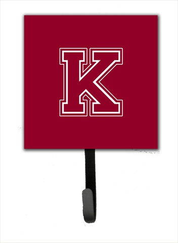 CJ1032-KSH4 Letter K Initial Monogram - Maroon And White Leash Holder Or Key Hook