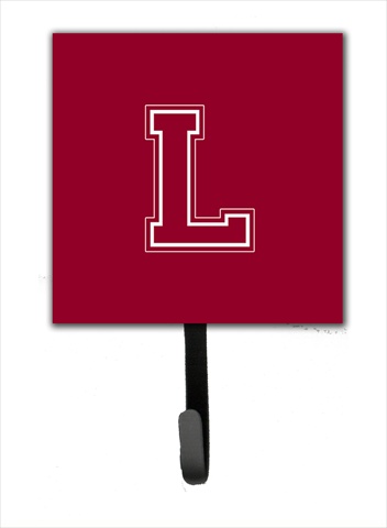 CJ1032-LSH4 Letter L Initial Monogram - Maroon And White Leash Holder Or Key Hook