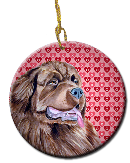 Picture of Carolines Treasures LH9129CO1 Newfoundland Valentines Love And Hearts Ceramic Ornament