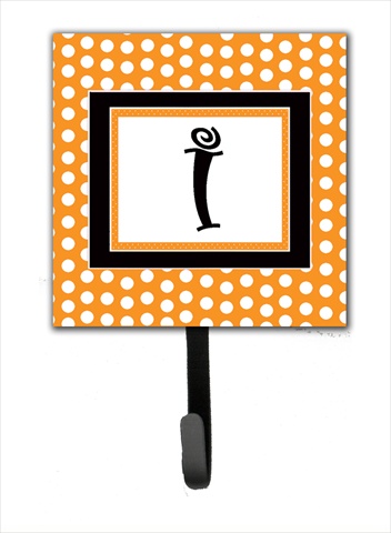 CJ1033-ISH4 Letter I Initial Monogram - Orange Polka Dots Leash Holder Or Key Hook