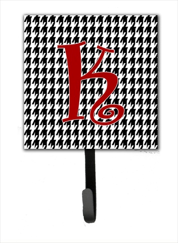 CJ1035-KSH4 Letter K Initial Monogram - Houndstooth Black Leash Holder Or Key Hook