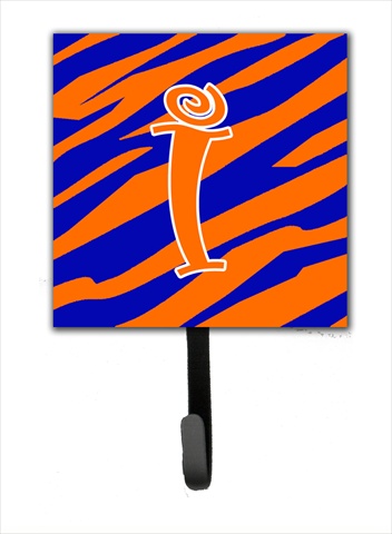 Picture of Carolines Treasures CJ1036-ISH4 Letter I Initial Tiger Stripe Blue And Orange Leash Holder Or Key Hook