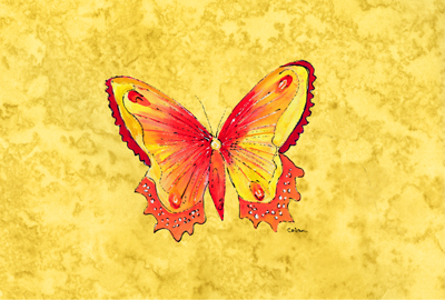 Butterfly On Yellow Fabric Placemat