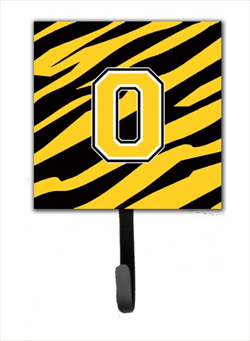 CJ1026-OSH4 Letter O Initial Monogram - Tiger Stripe - Black Gold Leash Holder Or Key Hook