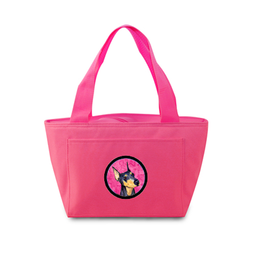 Picture of Carolines Treasures SS4771-PK-8808 Pink Doberman Zippered Insulated School Washable And Stylish Lunch Bag Cooler