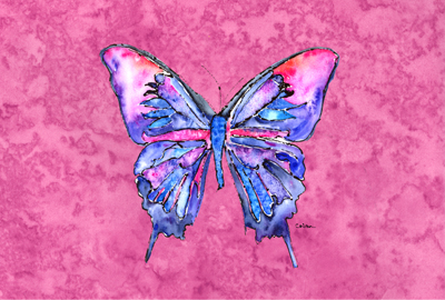 Butterfly On Pink Fabric Placemat