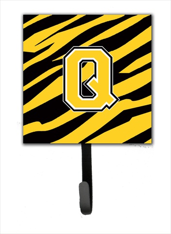 CJ1026-QSH4 Letter Q Initial Monogram - Tiger Stripe - Black Gold Leash Holder Or Key Hook