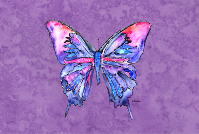 Butterfly On Purple Fabric Placemat