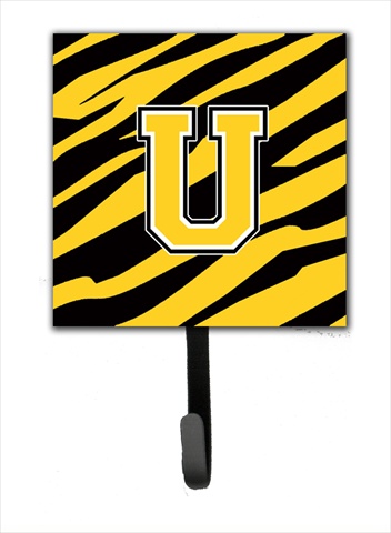 CJ1026-USH4 Letter U Initial Monogram - Tiger Stripe - Black Gold Leash Holder Or Key Hook