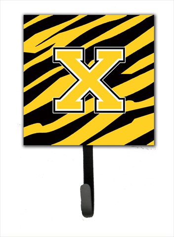 CJ1026-XSH4 Letter X Initial Monogram - Tiger Stripe - Black Gold Leash Holder Or Key Hook