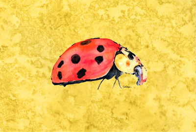 Lady Bug On Yellow Fabric Placemat