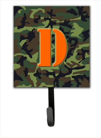 CJ1030-DSH4 Letter D Initial Monogram - Camo Green Leash Holder Or Key Hook