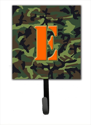CJ1030-ESH4 Letter E Initial Monogram - Camo Green Leash Holder Or Key Hook