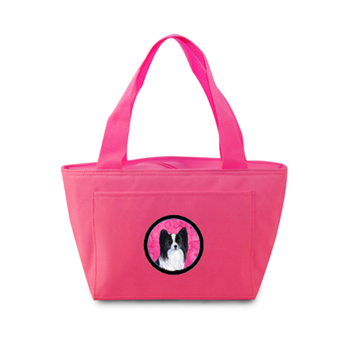Picture of Carolines Treasures SS4781-PK-8808 Pink Papillon Zippered Insulated School Washable And Stylish Lunch Bag Cooler