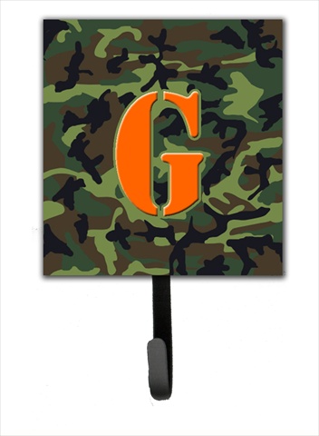 CJ1030-GSH4 Letter G Initial Monogram - Camo Green Leash Holder Or Key Hook