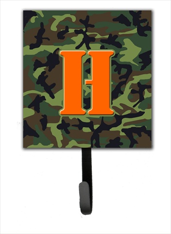 CJ1030-HSH4 Letter H Initial Monogram - Camo Green Leash Holder Or Key Hook