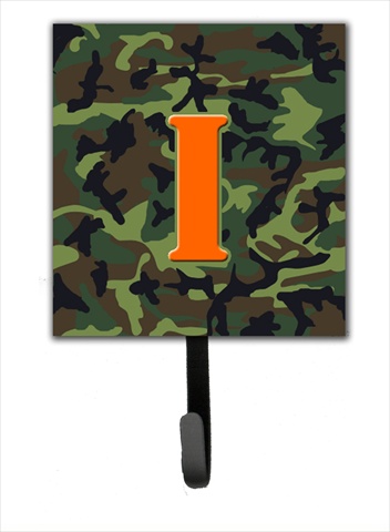 CJ1030-ISH4 Letter I Initial Monogram - Camo Green Leash Holder Or Key Hook
