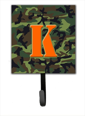 Letter K Initial Monogram - Camo Green Leash Holder Or Key Hook