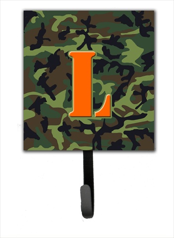 Letter L Initial Monogram - Camo Green Leash Holder Or Key Hook