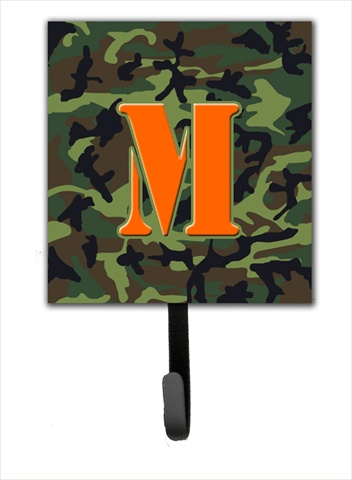 CJ1030-MSH4 Letter M Initial Monogram - Camo Green Leash Holder Or Key Hook