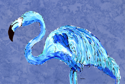 Flamingo On Slate Blue Fabric Placemat