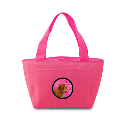 Picture of Carolines Treasures SS4786-PK-8808 Pink Sussex Spaniel Zippered Insulated School Washable And Stylish Lunch Bag Cooler