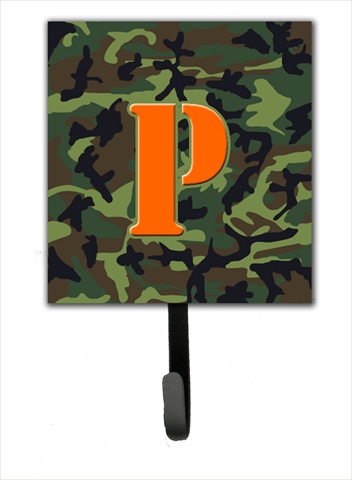Letter P Initial Monogram - Camo Green Leash Holder Or Key Hook