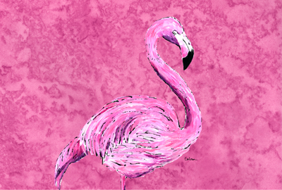 Flamingo On Pink Fabric Placemat