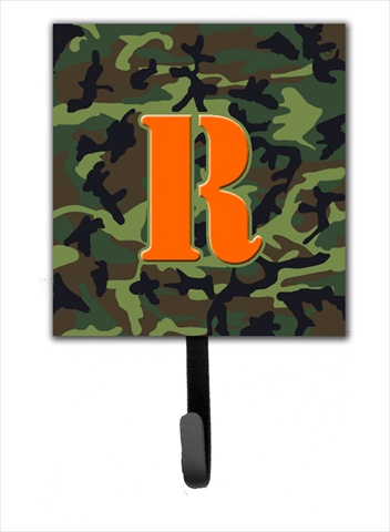 CJ1030-RSH4 Letter R Initial Monogram - Camo Green Leash Holder Or Key Hook
