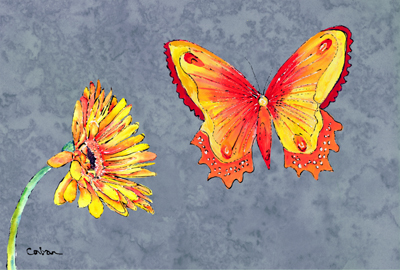 Gerber Daisy And Butterfly Fabric Placemat