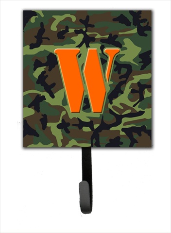 Letter W Initial Monogram - Camo Green Leash Holder Or Key Hook