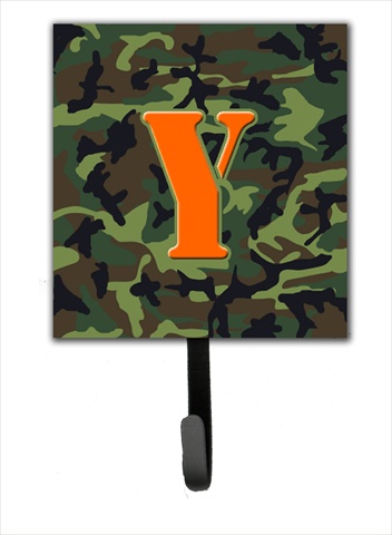 Letter Y Initial Monogram - Camo Green Leash Holder Or Key Hook