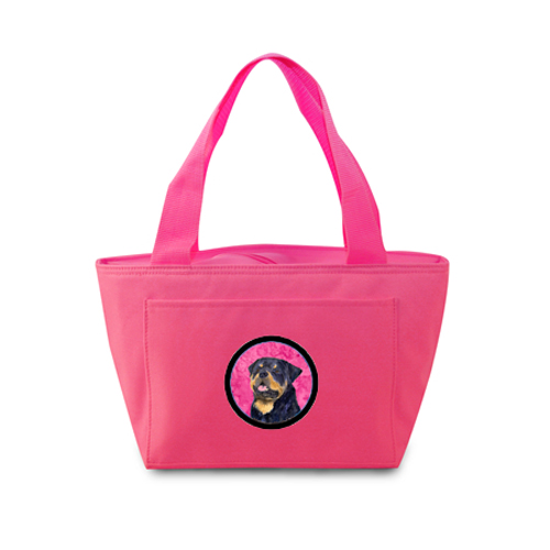 Picture of Carolines Treasures SS4800-PK-8808 Pink Rottweiler Zippered Insulated School Washable And Stylish Lunch Bag Cooler