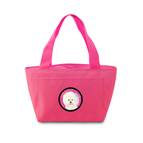 Picture of Carolines Treasures SS4802-PK-8808 Pink Bichon Frise Zippered Insulated School Washable And Stylish Lunch Bag Cooler