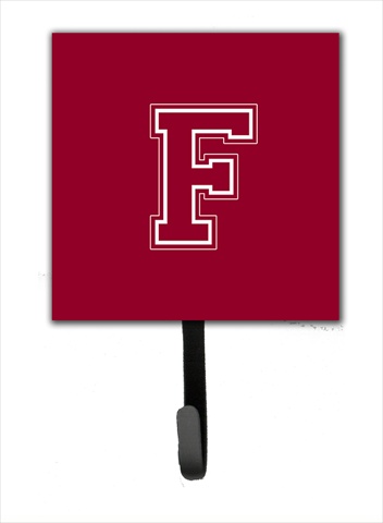 CJ1032-FSH4 Letter F Initial Monogram - Maroon And White Leash Holder Or Key Hook