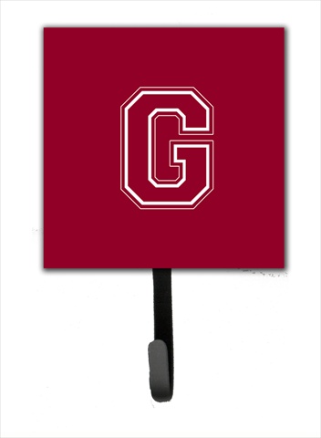 CJ1032-GSH4 Letter G Initial Monogram - Maroon And White Leash Holder Or Key Hook